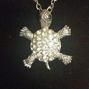 Nice large turtle with crystals on 24 inch chain